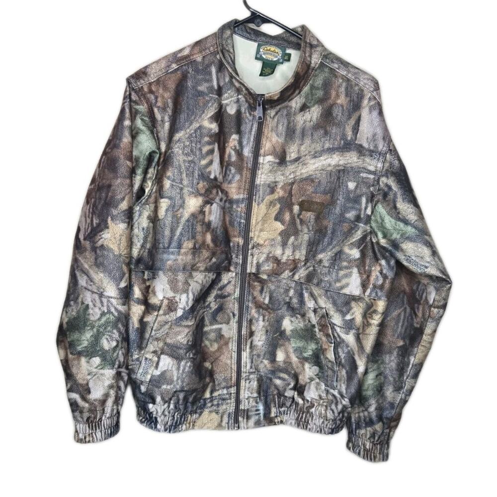 Cabelas Jacket Mens Medium Camo Dry-Plus Advantage Timber Pockets Bomber Chore